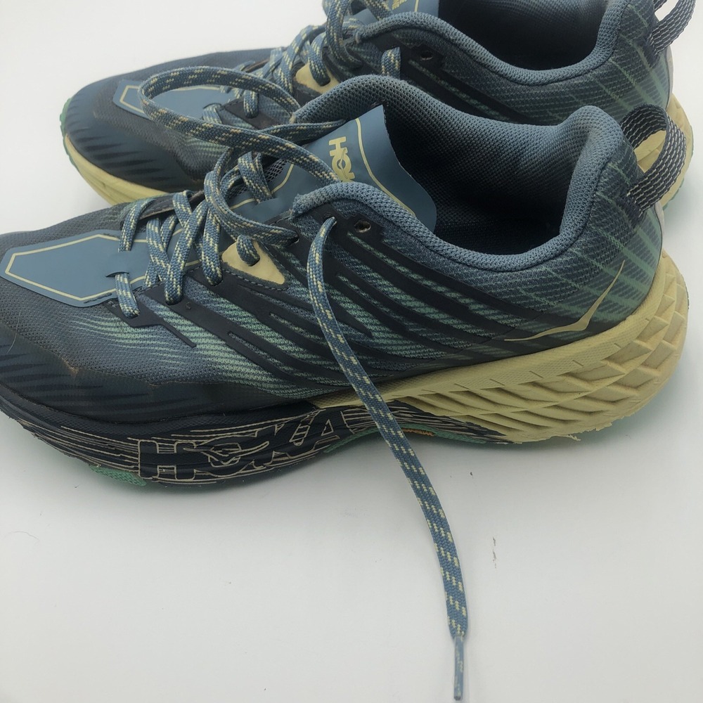Hoka One Womens Running Shoes W Speedgoat 4 Size 9B Joggers Blue Yellow Vibram - Picture 7 of 16